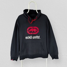 Vintage Ecko Unltd Navy Blue Hoodie Graphic Pullover Spell Out Mens Small