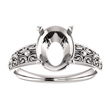 14K Gold Oval Cut Ring Setting