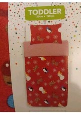 Snow Man Toddler Junior Cot Bed duvet Cover Christmas Quilt Bedding set Red