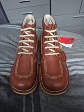 Mens Kickers Size 11 EU 46 Brown Leather Lace Up Ankle Boots