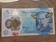 DFace 2 Colour Gold Screenprint  King Charles £5 Note Cash Is King - Gold
