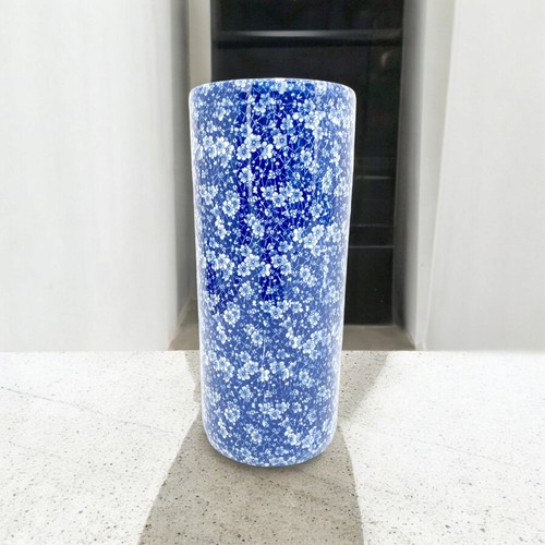 Blue floral ceramic - blue, round