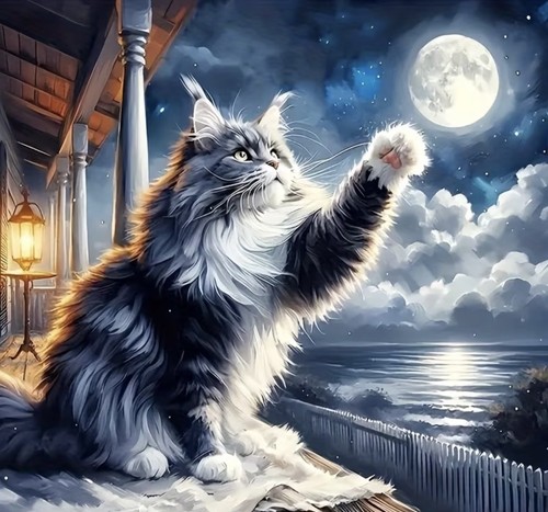 Maine coon cat moon to - moon,,