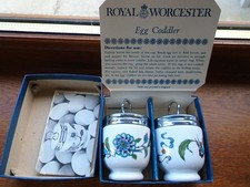 Royal Worcester Pair of Palmyra Egg Coddlers Boxed & Recipes
