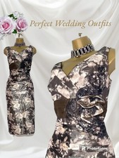 MIREIA BISBE Size 10 Grey Floral Ruched Mother Of The Bride Groom Dress Wedding