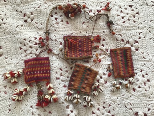 Tribal head dress hanging - or,