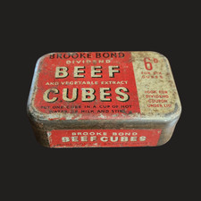 Vintage 1930s Brooke Bond Beef Cubes Tin Red Advertising Kitchen Storage