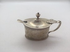 STERLING SILVER MUSTARD POT AND SPOON 76g