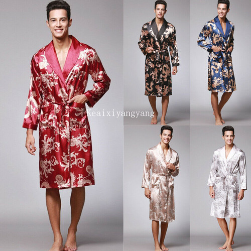 Chinese satin men kimono robe - chinese,