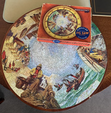 Vintage Waddington’s Circular Jigsaw Fishing Puzzle 501 - Piece Missing