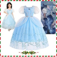 Girls Princess Lace Cinderella Costume Kids Fancy Dress Up Outfit Christmas Gift