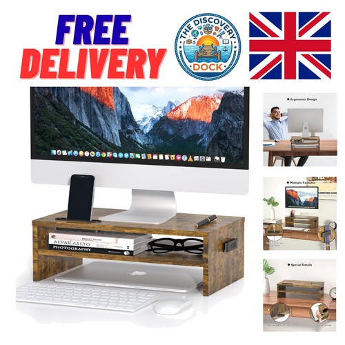 Rustic brown wooden monitor - brown,