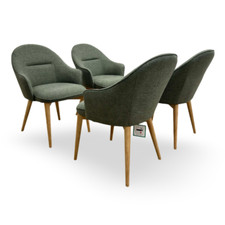 Vida Living ‘Evalyn’ Green Dining Chairs Modern Fabric Set x4 | RRP £800 NEW