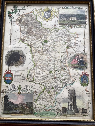Antique map derbyshire - of,