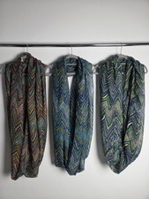 Bundle of 3 Indian South Asian Scarves Infinity Scarf Hijab Dupatta Ethnic Blue 