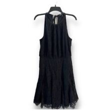 Juicy Couture Black Lace Dress Size 10 ( US 6) L Empire Waist Keyhole Tie Neck