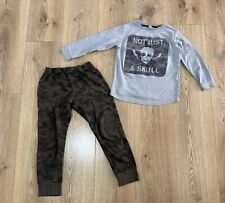 Zara Kids Skeleton with Camo Trouser PJ Set Size 6/7