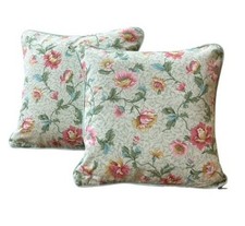 Green Floral Scatter Cushions, 37cm, Ideal for Caravan / Conservatory - SET OF 2