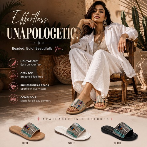 Womens beaded flat - flat, sandals