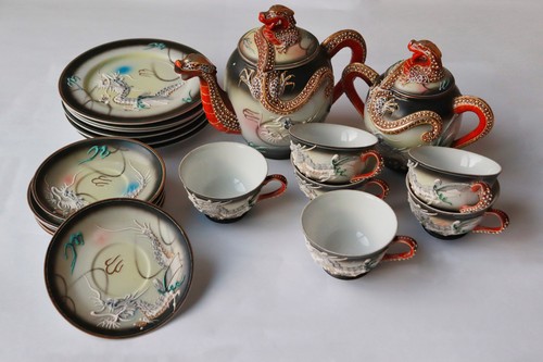 Satsuma moriage dragonware - dragonware, tea
