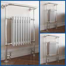 Traditional Heated Towel Rail Radiator Victorian Column Bathroom Rack Rad Chrome