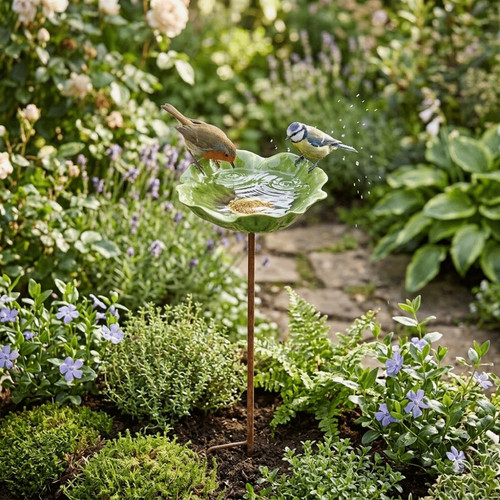 Flower shaped bird bath - flower, stand
