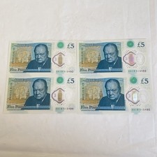 4x Consecutive AA19 £5 Notes