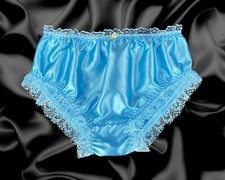 Aqua Blue Satin Frilly Lace