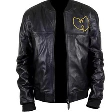 Men's Cafe Biker New Wu tang Cafe Racer Aviator Retro Real Sheep Leather Jacket