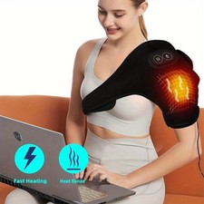 Heated Shoulder Brace Massage Rotator Cuff Support Compression Wrap Rechargeable