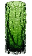 Whitefriars Geoffrey Baxter Textured Meadow Green Bark Vase Number 9690