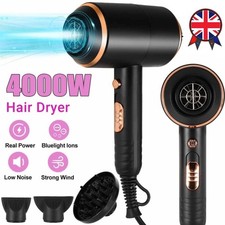 4000W Professional Hair Dryer Ionic Fast Drying Hairdryer with Diffuser & Nozzle