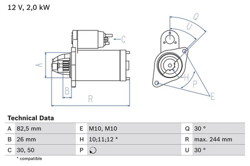 Starter bosch 986 - starter,