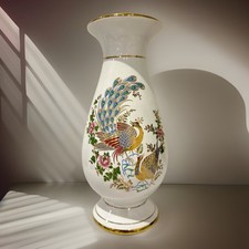 Greek S.D. handmade vase with 24K gold – peacock & floral design, 20cm