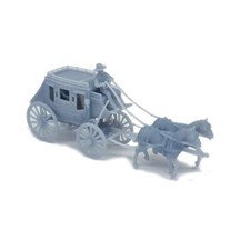Outland Models Train Layout Old West Horse Carriage 2-Horse Stagecoach 1:87