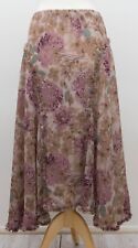 Chiffon Floral Maxi Long Flared Asymmetric Skirt Size 14 VGC Berkertex  #S2