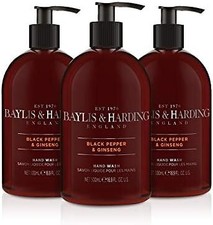 Baylis & Harding Black Pepper and Ginseng Hand Wash for Men, 500 ml, Pack of 3,