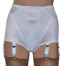 White Panty Girdle with Suspenders. Retro Style 6 Suspender Straps, Firm Control