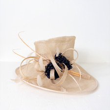 Snoxell & Gwyther Hatinator Fascinator Cream Beige Navy Ascot Races Wedding Hat
