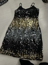 Vero Moda Boutique Ria Sequin Ombre Strappy Dress, Silver, Gold New Tags XL