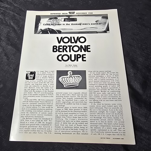 1980 volvo bertone coupe - volvo, motor