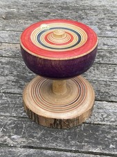 Large wooden JAPANESE SPINNING BATTLING TOP + stand Oyama Koma SIGNED