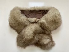 Vintage Grey White Fox Fur Collar Stole Scarf