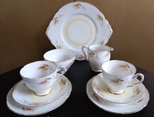 Lovely Vintage Royal Stafford Bone China Tea Service "Wheat" Pattern  9 pieces