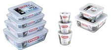 Pyrex Microwave Safe Cook & Freeze Glass Storage Containers - White Plastic Lids