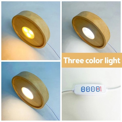 Led night light wooden - wooden, round