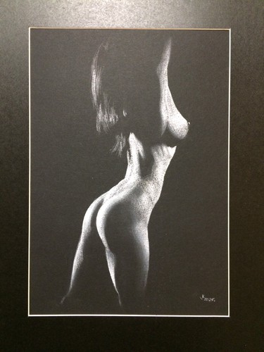 Original art drawing nude noir - original,