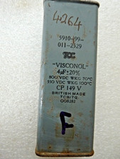 TCC 4µF 4UF 4MFD ± 20% 800VDC  F  Visconol  Oil  Block Paper Capacitor Used