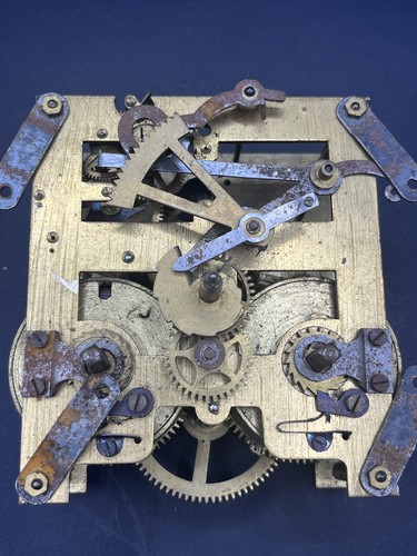 Vintage brass clock movement - brass,