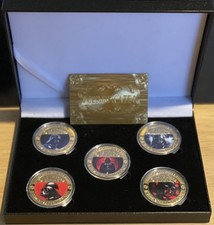 NEW SET OF 5 DARTH VADER ‘ STAR WARS’ 24CARAT GOLD PLATED COMM COINS BU COA BOX